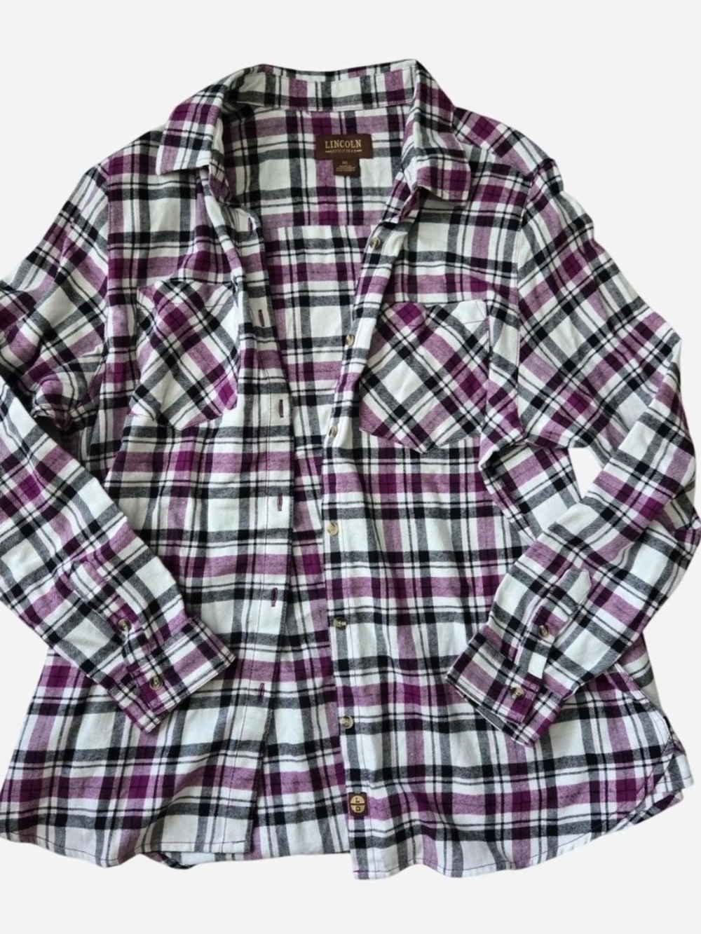 Women's Purple Plaid Button-Down Flannel Shirt